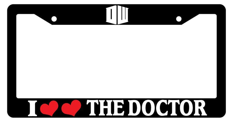 Black License Frame I Heart Heart The Doctor LOGO White Auto Doctor Who 1025  Mod-GRAPH9856236-3752