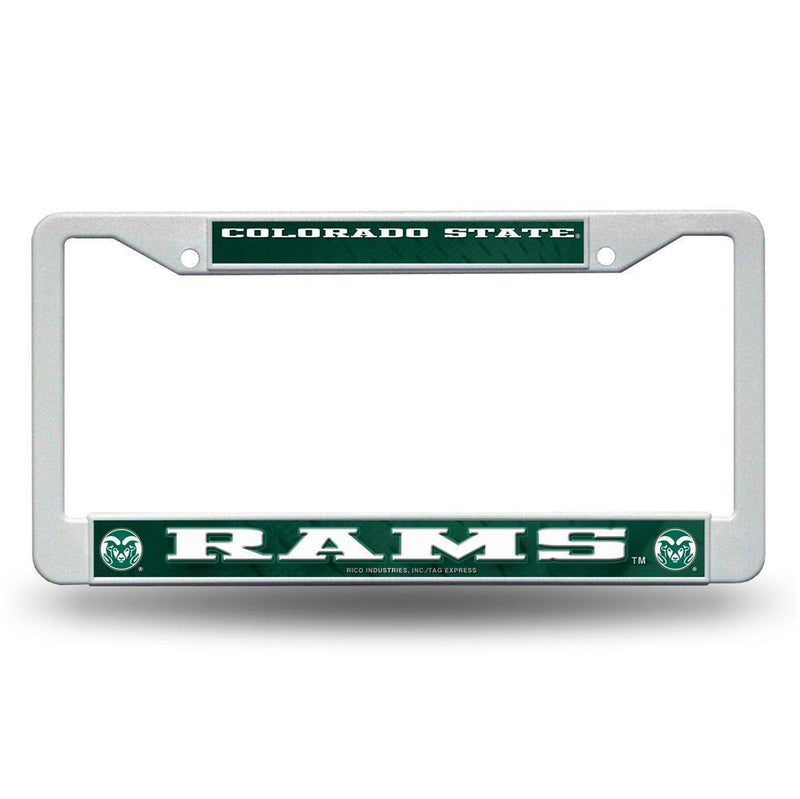 NCAA Colorado State Rams White Plastic License Plate Frame