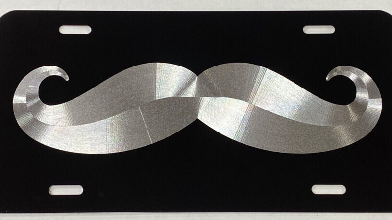 Moustache Mustache Diamond Etched Engraved License Plate Car Tag Cute Gift