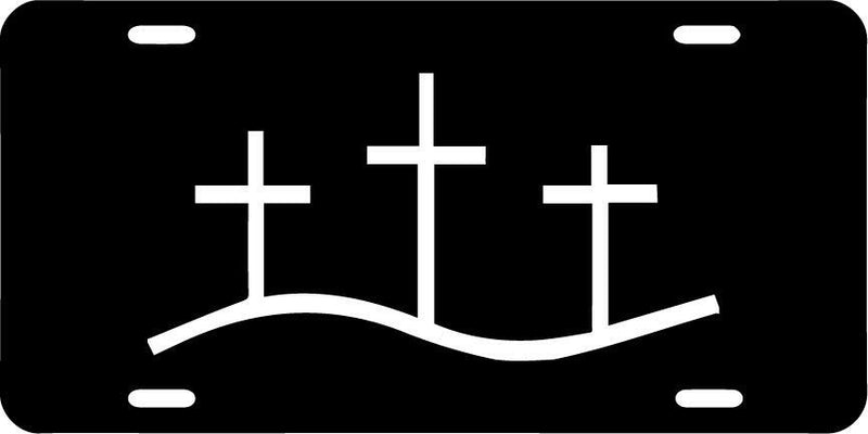 3 Cross Vanity License Plate Mod-GRAPH9856236-7608