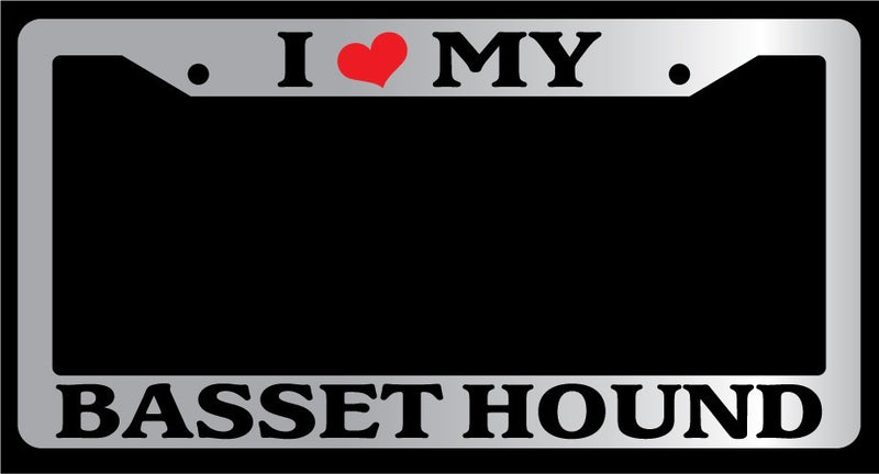 Chrome License Plate Frame "I Heart My Basset Hound" Auto Accessory Novelty 267  Mod-GRAPH9856236-5615