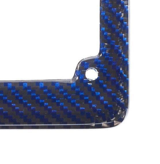 Real 100% Blue Carbon Fiber Motorcycle License Plate Frame With Free Caps v2