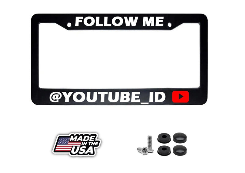 Personalized Follow Me At Your Youtube Channel ID Auto License Plate Frame Ho...