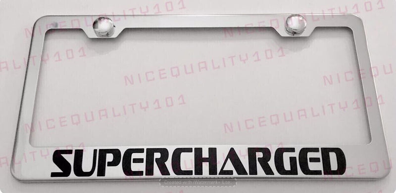 SuperCharged Stainless Steel Chrome Finished License Plate Frame Holder