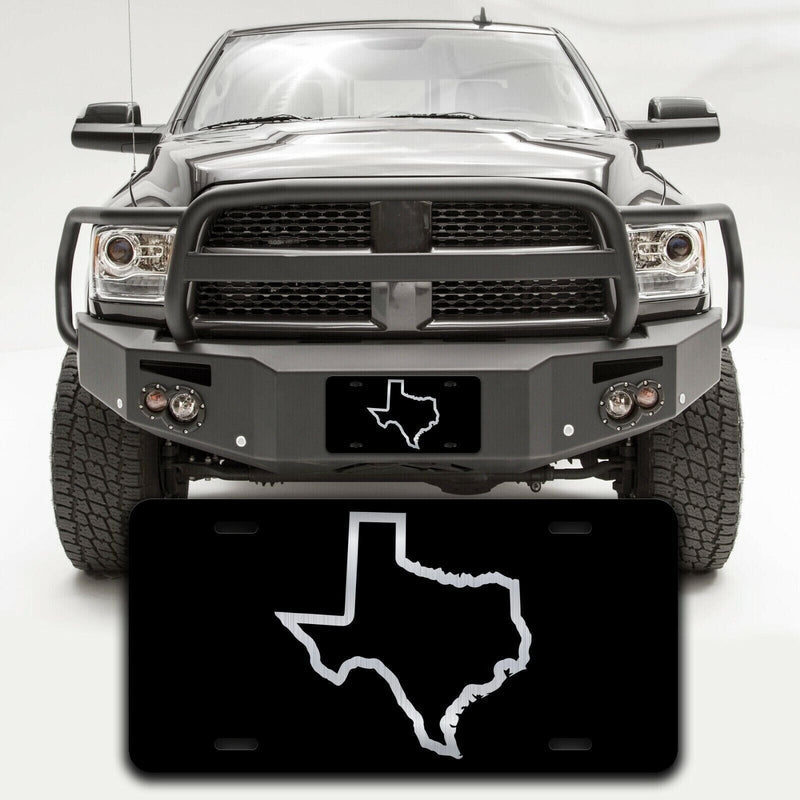 Texas State Outline License Plate Tag Vanity Front Aluminum 6 Inch By 12 Inch