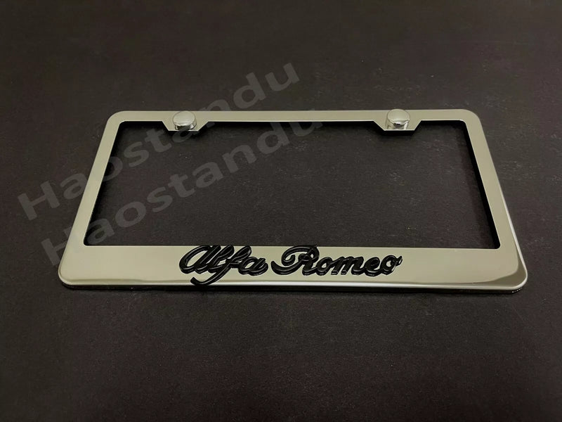 1x (Black) Alfa Romeo 3D Emblem STAINLESS STEEL License Plate Frame RUST FREE