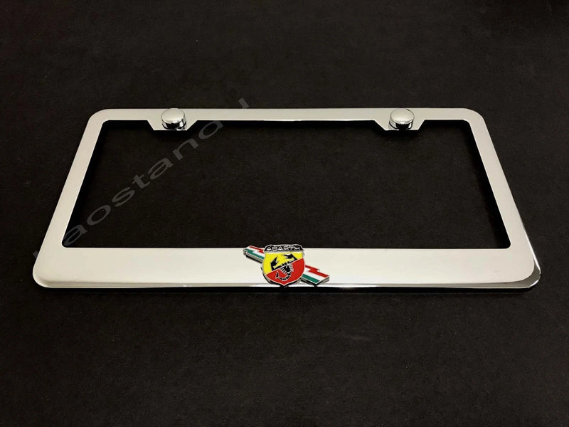 1x ABARTH 3D Emblem STAINLESS STEEL License Plate Frame RUST FREE + Screw Cap
