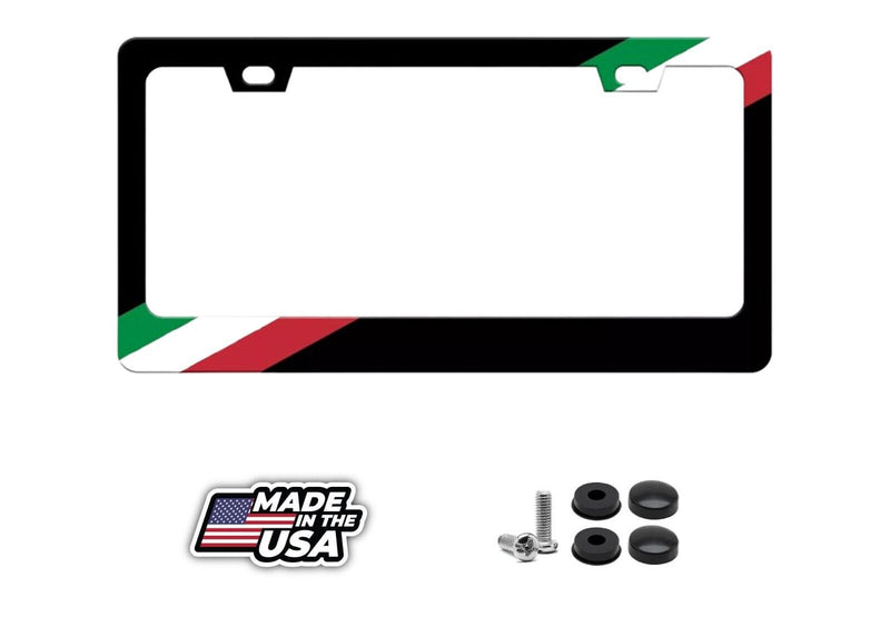 Italy Italian Flag Black Metal License Plate Frame Including Hardware