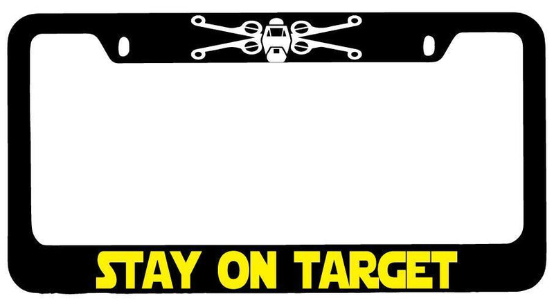 Black METAL License Plate Frame Stay On Target Auto Accessory LOGO 84  Mod-GRAPH9856236-9109