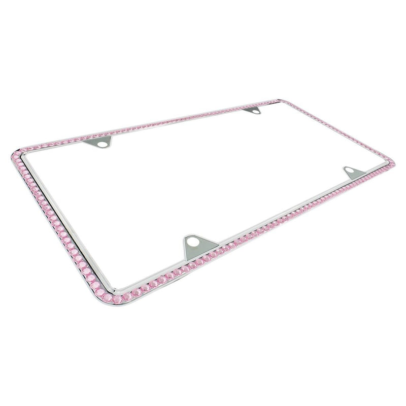 Light Pink Diamond Bling Glitter Crystal RhineStone License Plate Frame Car Thin