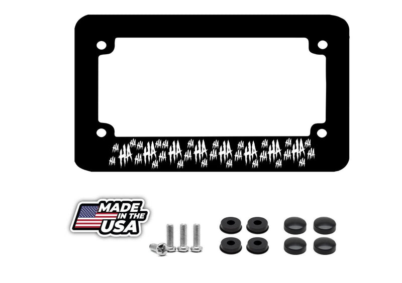 Hahahaha Joker Motorcycle License Plate Frame white