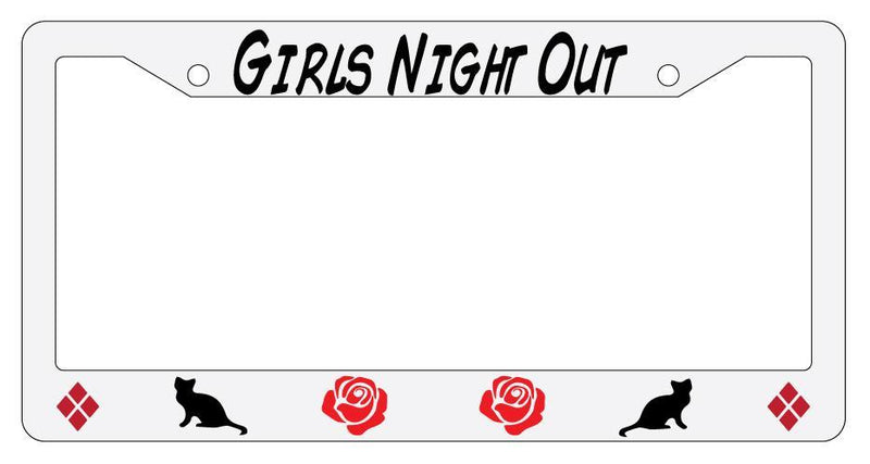 Girls Night Out White Plastic License Plate Frame Auto  Mod-GRAPH9856236-291