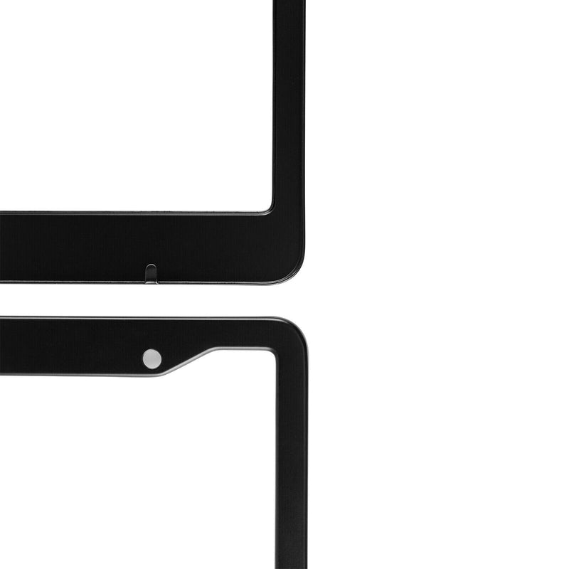 2x Black Stainless Steel Metal License Plate Frame Tag Cover Screw Cap