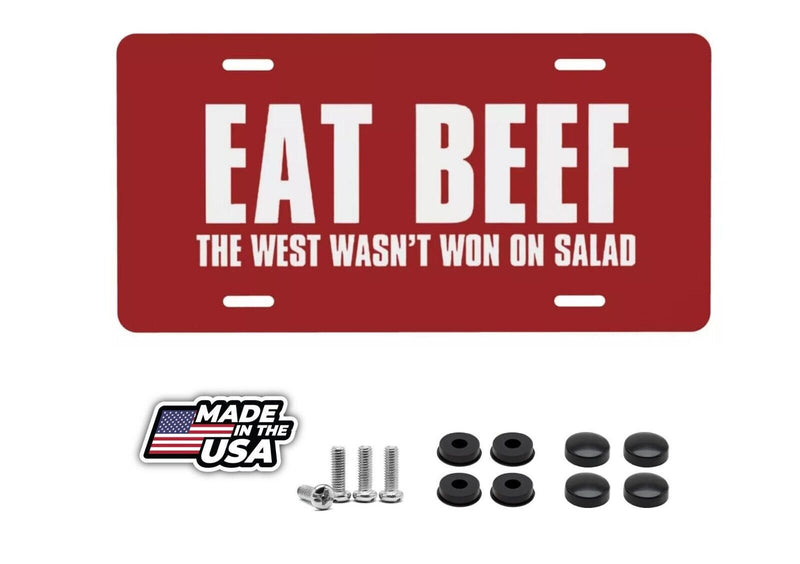 Eat Beef License Plate-Decorative Car Front License Plate 12x6 Inch (4 Holes)