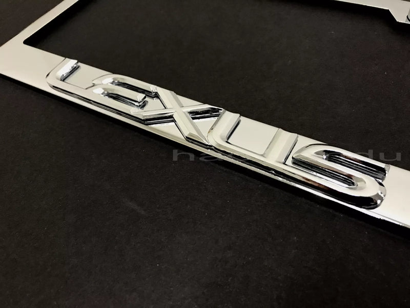 1x Lexus Style 3D Emblem STAINLESS STEEL License Plate Frame Car Tag Holder +S.Cap