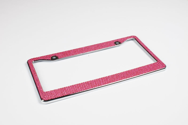 Pink Crystal Rhinestones License Plate Frame 7 rows Special Bling Offer v3