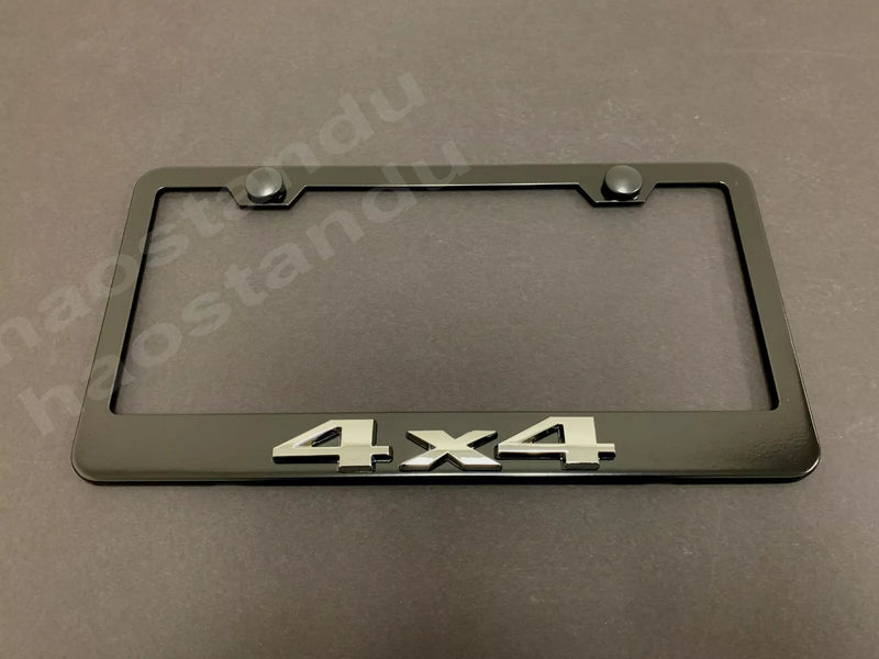 1x "4x4" 3D Emblem Badge BLACK Stainless License Plate Frame RUST FREE AWD