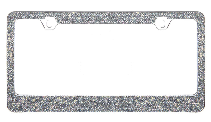 Rocking Bling Crystal Diamond Rhinestone License Plate Frame AB / Silver
