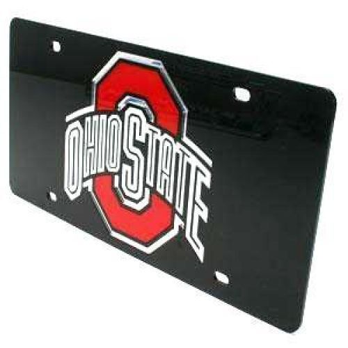 NCAA Ohio State Buckeyes Inlaid Acrylic License Plate - Black Background