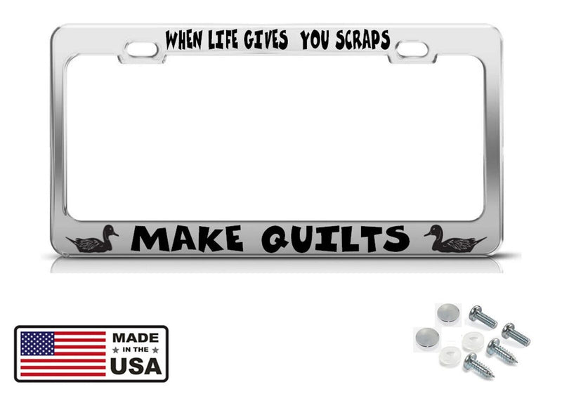 MAKE QUILTS Chrome License Plate Frame Border