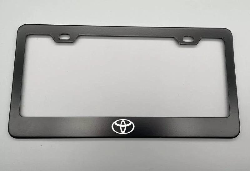 Laser Engraved Black License Plate Frame Stainless Steel fit Toyota