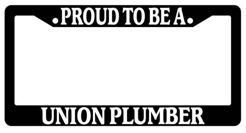 Black License Plate Frame Proud To Be A Union Plumber Auto Accessory Novelty  Mod-GRAPH9856236-3177
