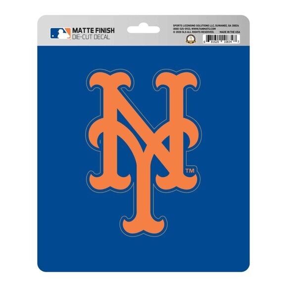 MLB New York Mets Decal Matte 5"X6.25" Auto Boat Cooler Luggage