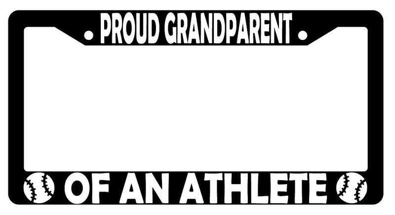 Proud Grandparent Of An Athlete (Baseball) Black Plastic License Plate Frame  Mod-GRAPH9856236-3112