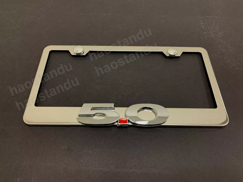 1x "5.0" For Mustang GT 3D Emblem STAINLESS STEEL License Plate Frame +Screw Cap