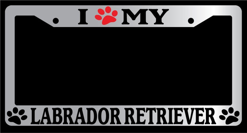 Chrome License Plate Frame I Heart My Labrador Retriever (Paw) Auto 446  Mod-GRAPH9856236-4714