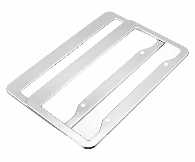 2PCS Metal License Plate Frame Cover Screw Caps Chrome 304 Stainless Steel