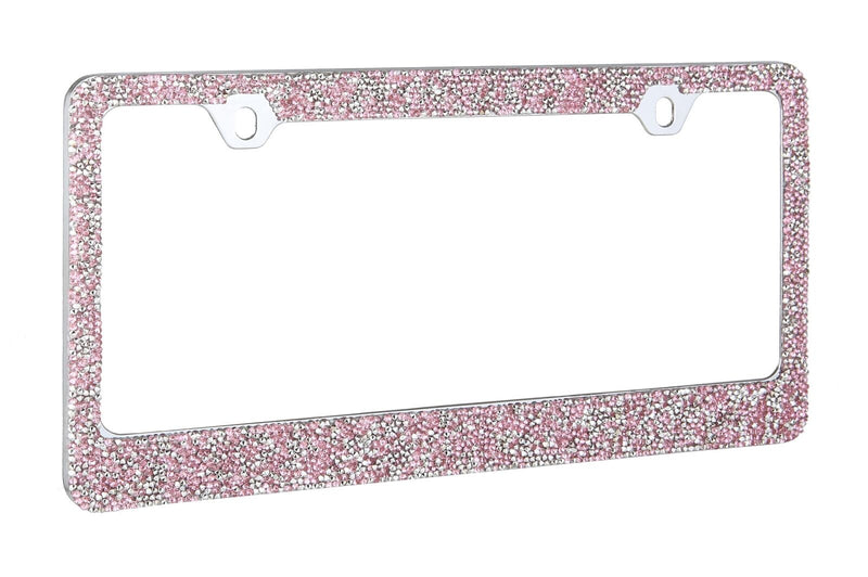 Rocking Bling Crystal Diamond Rhinestone License Plate Frame Light Pink / Silver