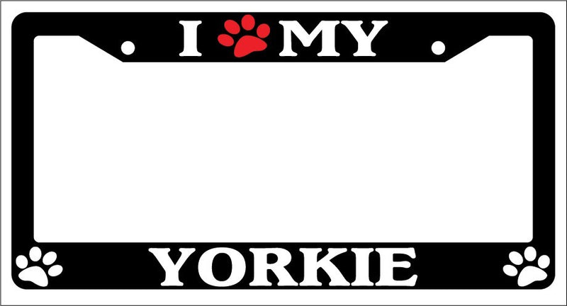 Black License Plate Frame I Heart My Yorkie (Paw) Auto Accessory 612  Mod-GRAPH9856236-1181