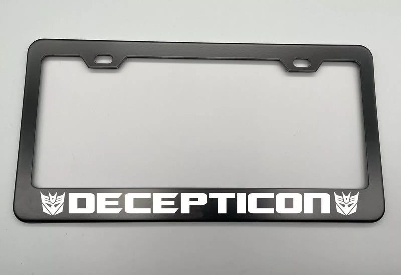 laser engraved TRANSFORMERS DECEPTICON BLACK Stainless Metal License Plate Frame, Road Legal, Rear, Stainless Steel, Car