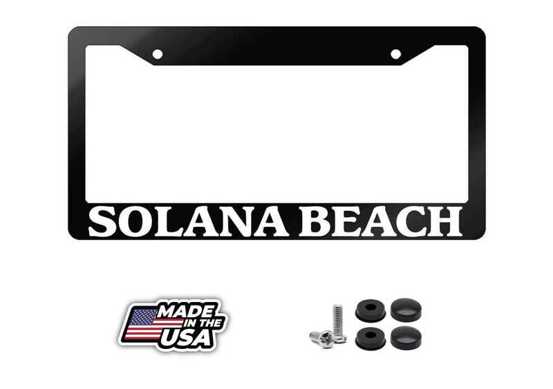 Glossy Black License Plate Frame SOLANA BEACH Auto Accessory