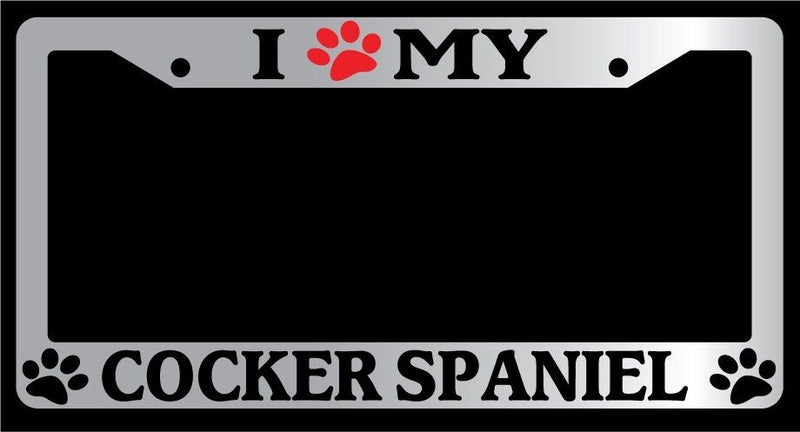 Chrome License Plate Frame I Heart My Cocker Spaniel (Paw) Auto Accessory -336  Mod-GRAPH9856236-4704