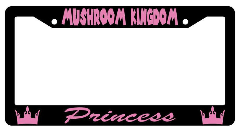Mushroom Kingdom Princess Black Plastic License Plate Frame Mario  Mod-GRAPH9856236-2053