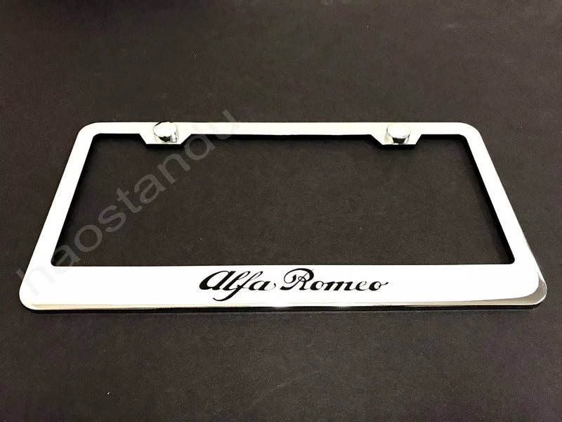 1x ALFA ROMEO STAINLESS STEEL LICENSE PLATE FRAME + Screw Caps
