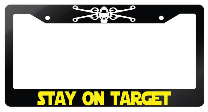 Glossy Black License Frame Stay On Target Auto Accessory LOGO 84  Mod-GRAPH9856236-7316