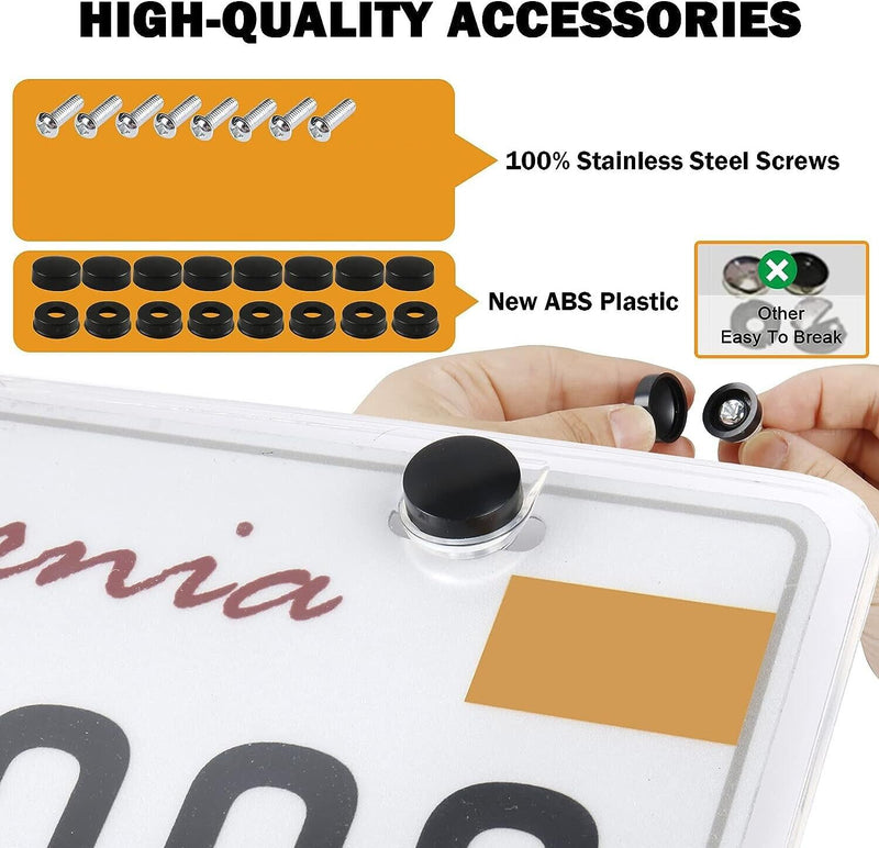 2 Pcs Unbreakable Clear License Plate Covers Shields Protect Your Front & Back