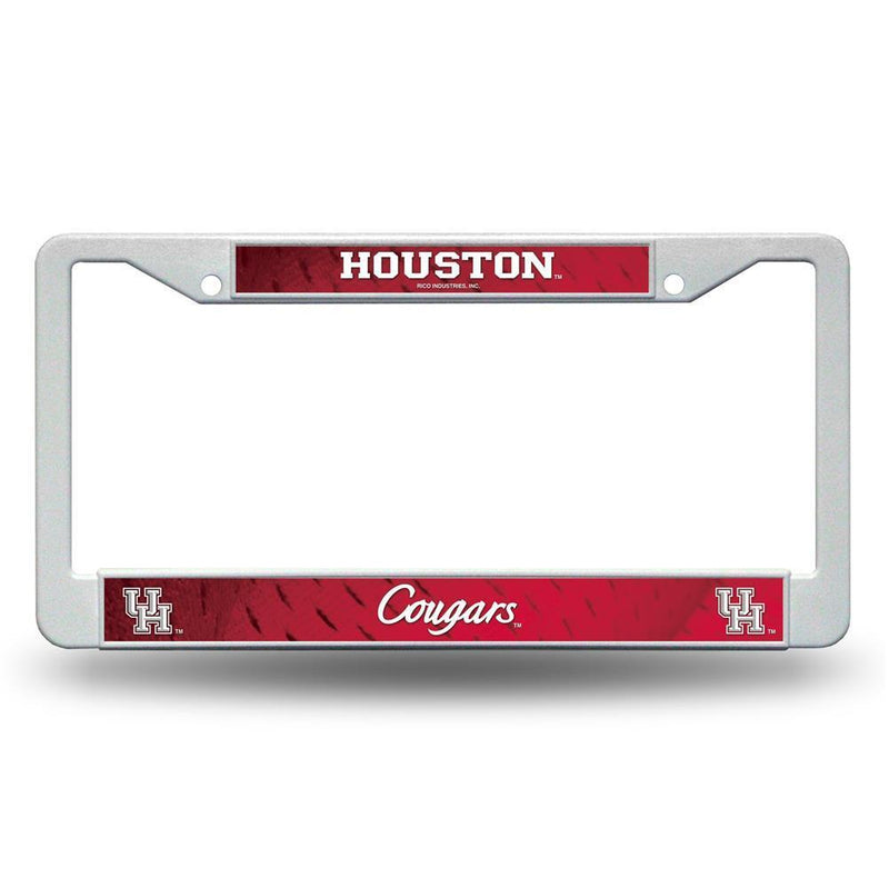 NCAA Houston Cougars White Plastic License Plate Frame