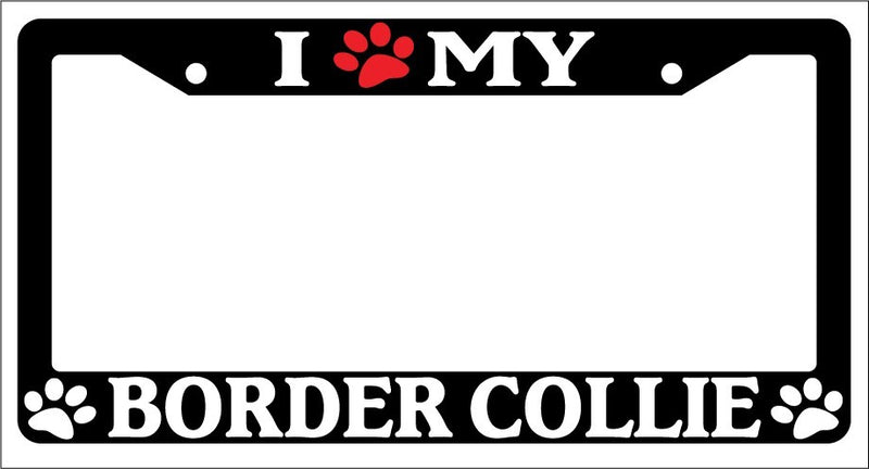 Black License Plate Frame I Heart My Border Collie (Paw) Auto Accessory 297  Mod-GRAPH9856236-1150