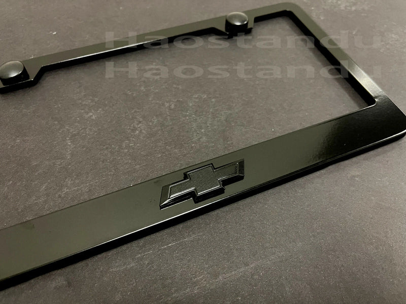 Black Bowtie LOGO 3D Emblem BLACK Stainless License Plate Frame Tag Holder, 1 Year Manufacturer Warranty, Unit, United States, 1x