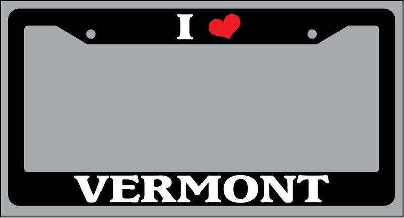 Black License Plate Frame "I Heart Vermont" Auto Accessory Novelty  Mod-GRAPH9856236-864