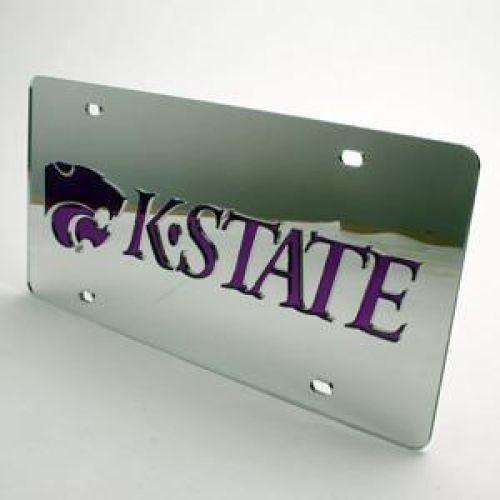 NCAA Kansas State Inlaid Acrylic License Plate - Silver Mirror Background