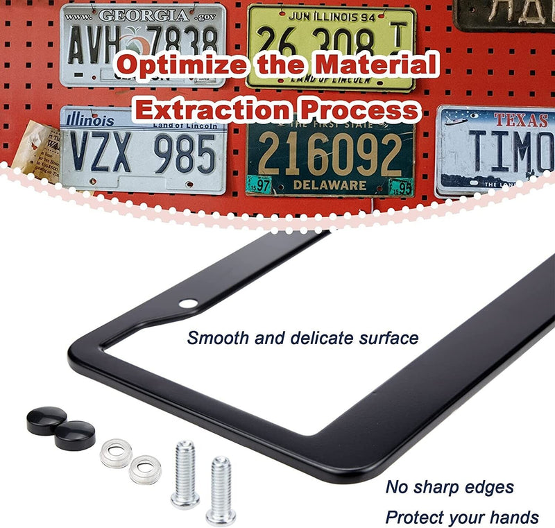 Black License Plate Frame Cover Metal Stainless Front Back Universal Car