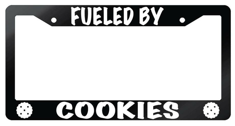 Fueled By Cookies Glossy Black Plastic License Plate Frame  Mod-GRAPH9856236-6924