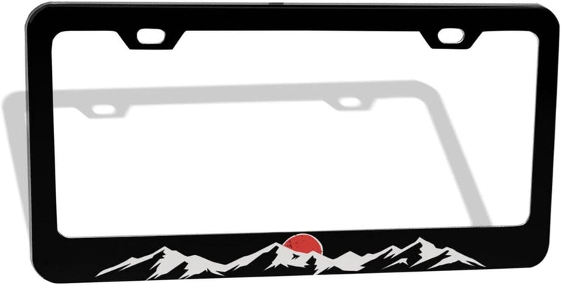 Mountains Sunset Black Stainless Steel License Plate Frame Including Hardware