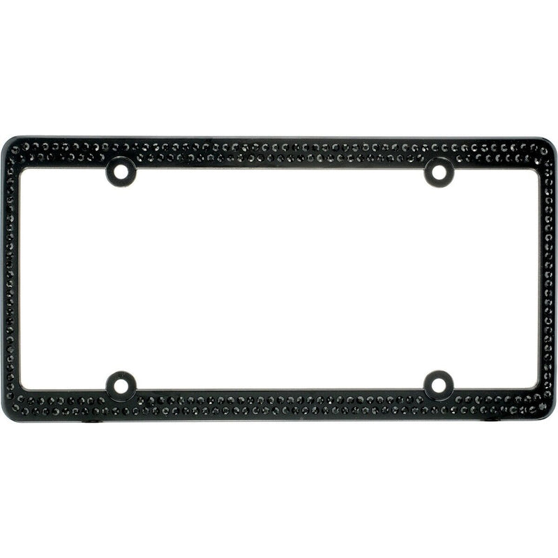 Swarovski Black Crystal Bling license plate frame Inlay Black Frame+Screw Caps