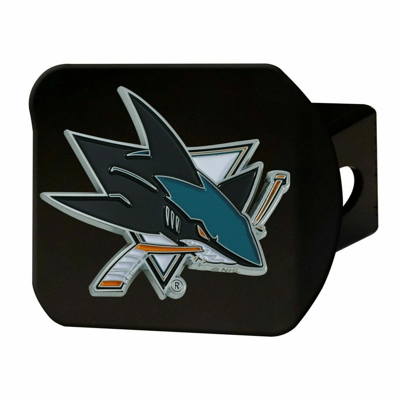 NHL San Jose Sharks 3D Color on Black Metal Hitch Cover